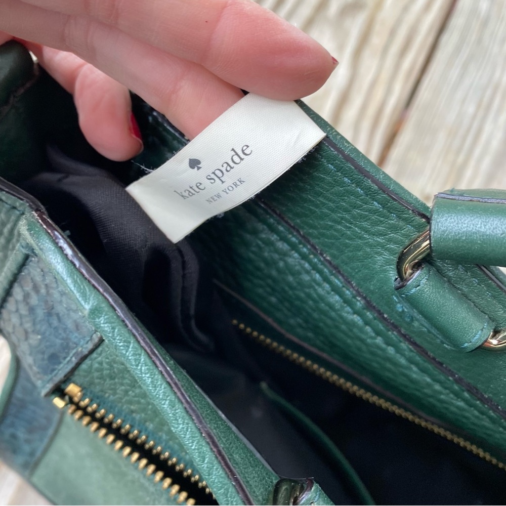 KATE SPADE New York Chatham Lane Harlan Satchel Bag Forest Leaf Green Suede - Picture 15 of 15